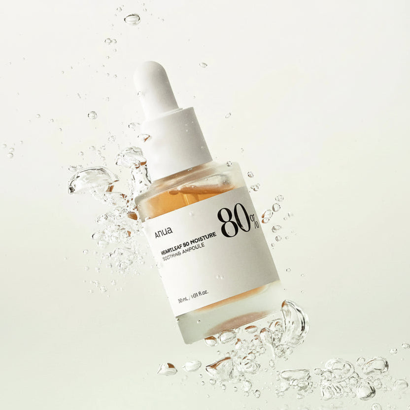 Skincare serum bottle with dropper on a light background