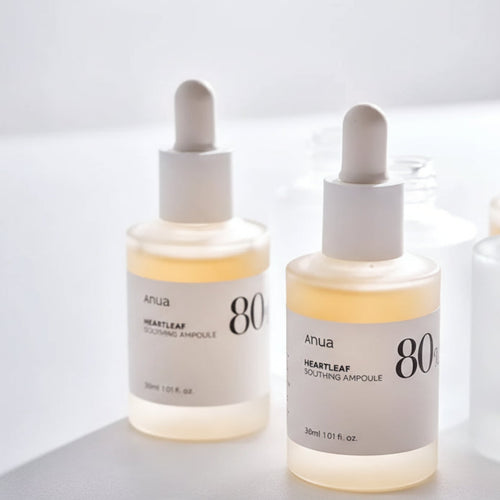 Two bottles of hypoallergenic soothing ampoule for sensitive skin on a white background.